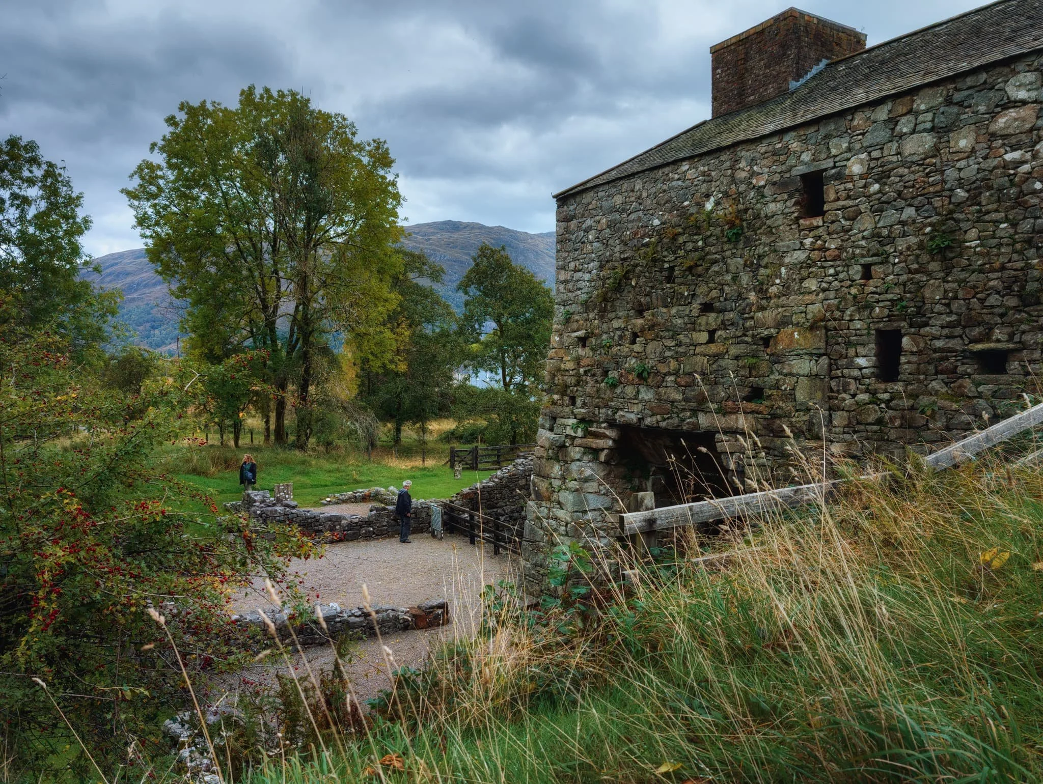 The preserved ruins of the blast furnace. This composition was shot from the southern wing, known as the charging house, where raw materials were fed into the oven.