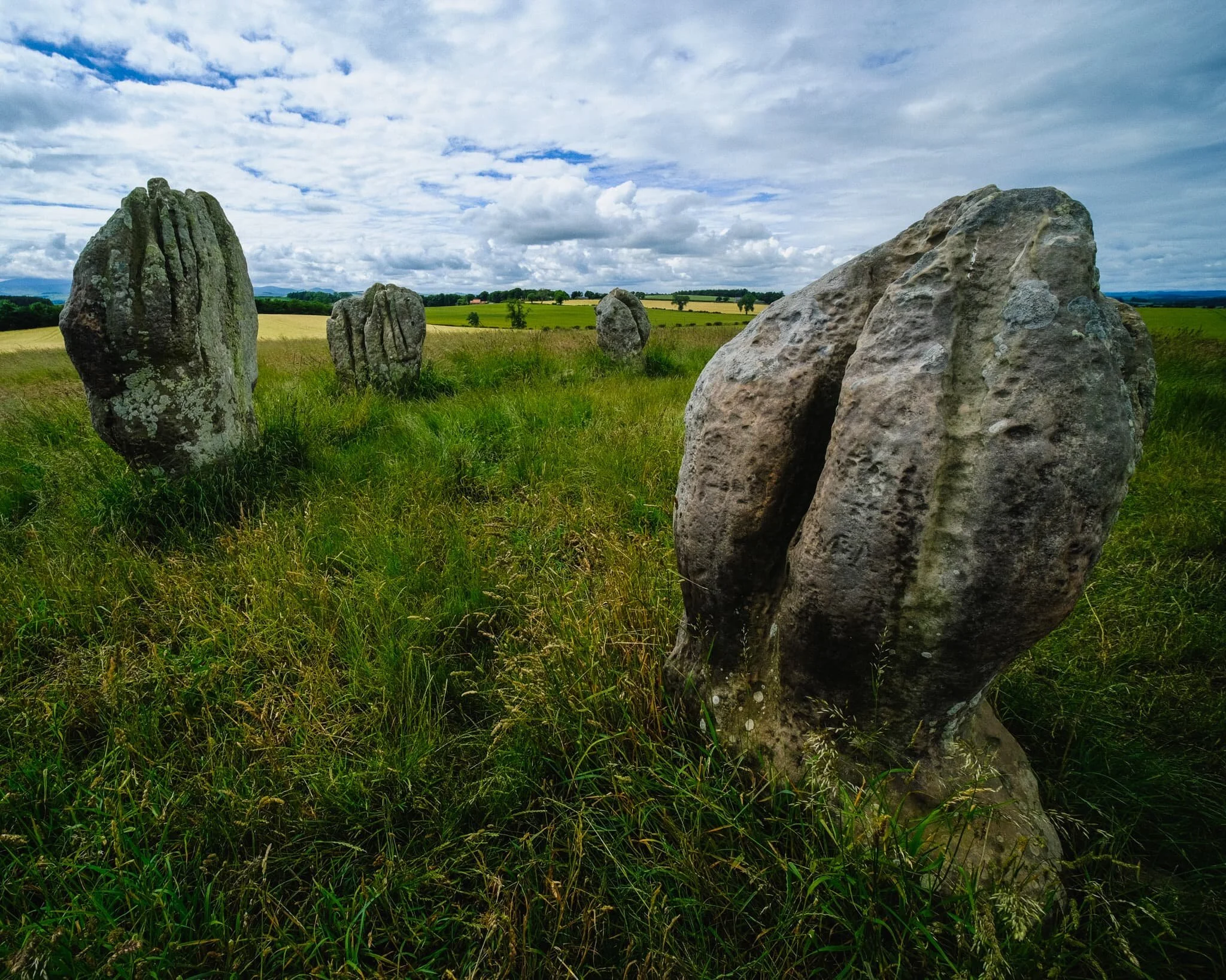 It was previously known as Duddo Four Stones, or just Four Stones, until 1903, when the fifth stone was re-erected to improve the skyline. The evidence, though, indicates that there were originally seven.