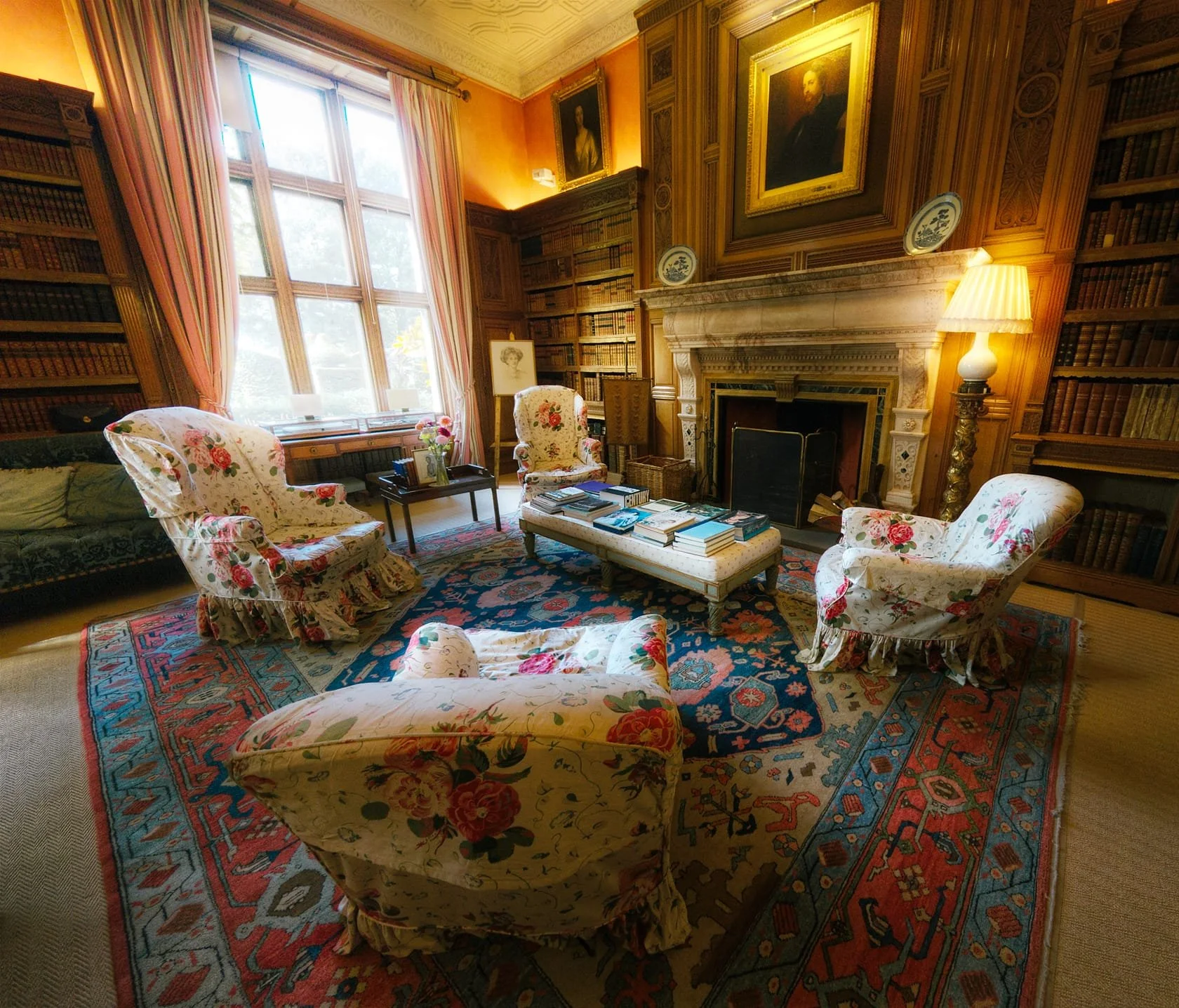 Inside, we gently wandered around the various rooms. This is part of the Library. As you can imagine, there’s quite an extensive collection of books in this house.