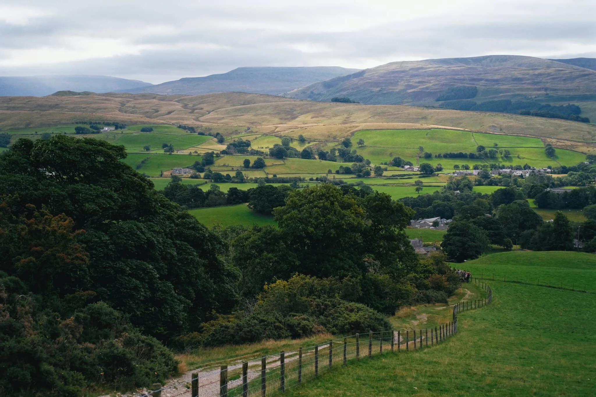 The way back down into Sedbergh, the fells now free of clouds.