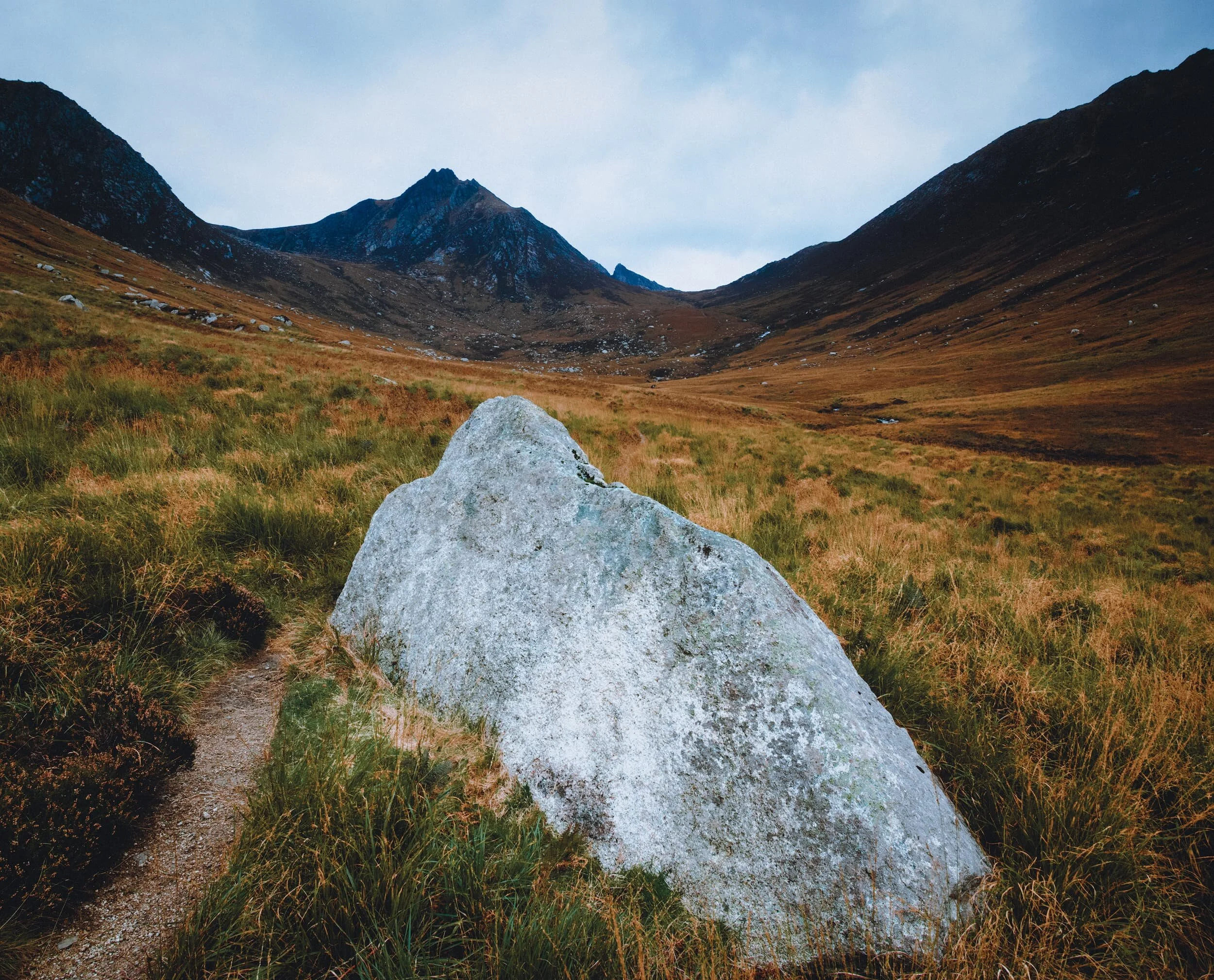 One of the last days of our week on Arran, conditions stayed dry enough to attempt a circuit around Glen Rosa, one of the main valleys in Arran. I had researched locations and compositions in this valley for years, looking for shots towards the iconic Cir Mhòr . Ultimately, I didn’t get the actual photos I was after, especially because the valley was ridiculously muddy and difficult to walk. But this photo is OK.