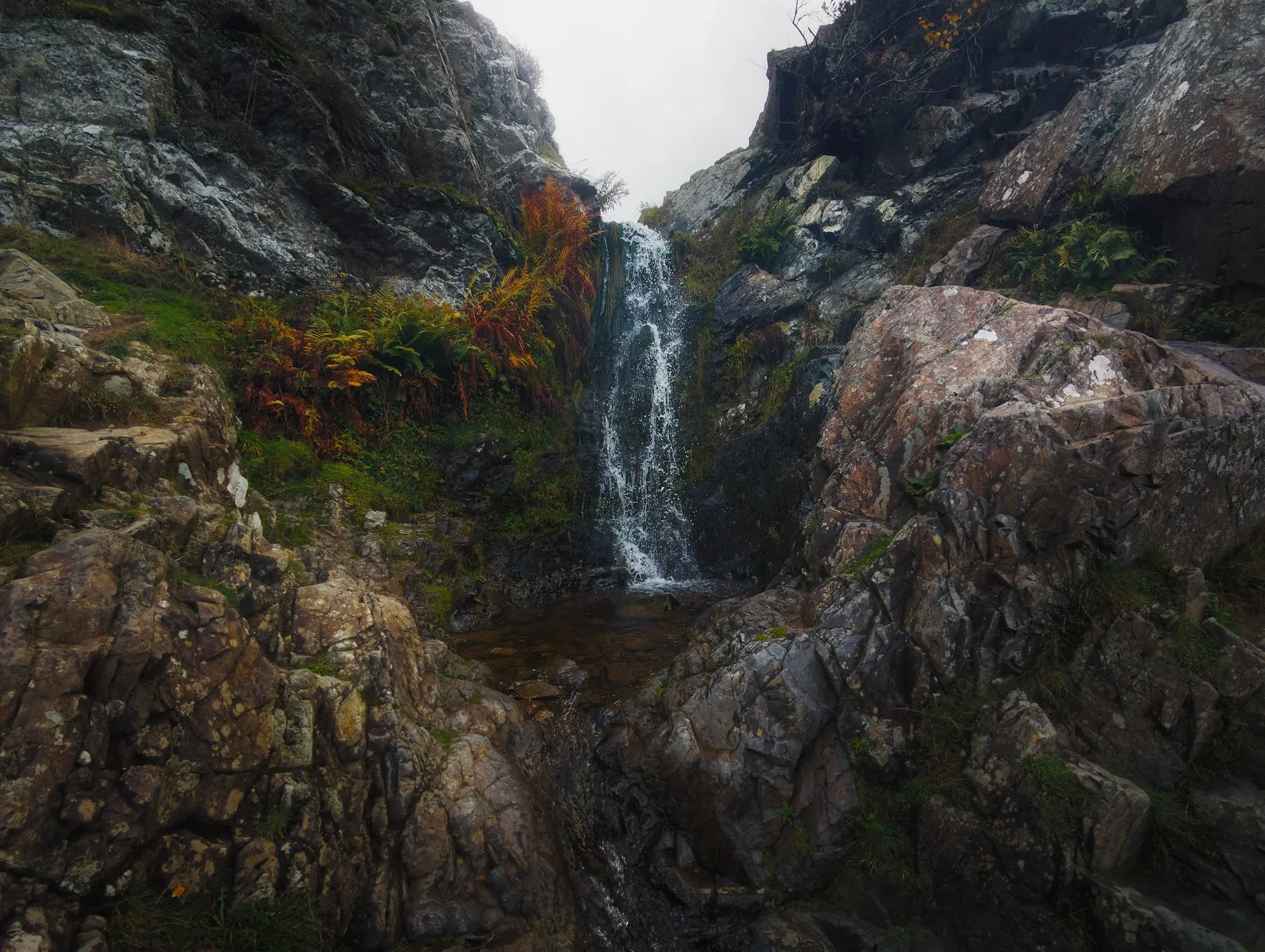 Finally we made it to Lightspout Waterfall, with not a lot of water in it. We forded across the beck a few times in order to get as close as possible to the falls.
