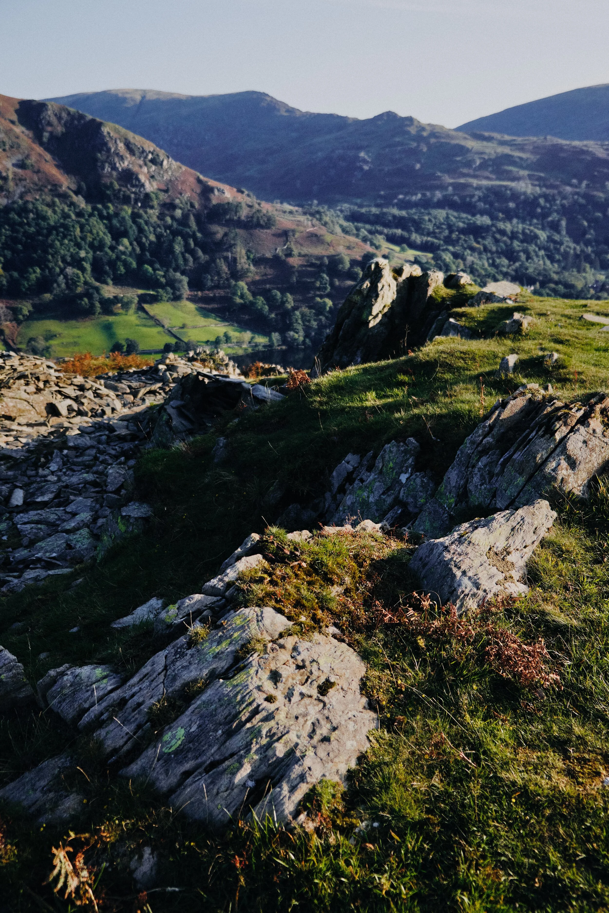 Tracking the outcrops of rhyolite and basaltic andesite towards the Scandale fells.