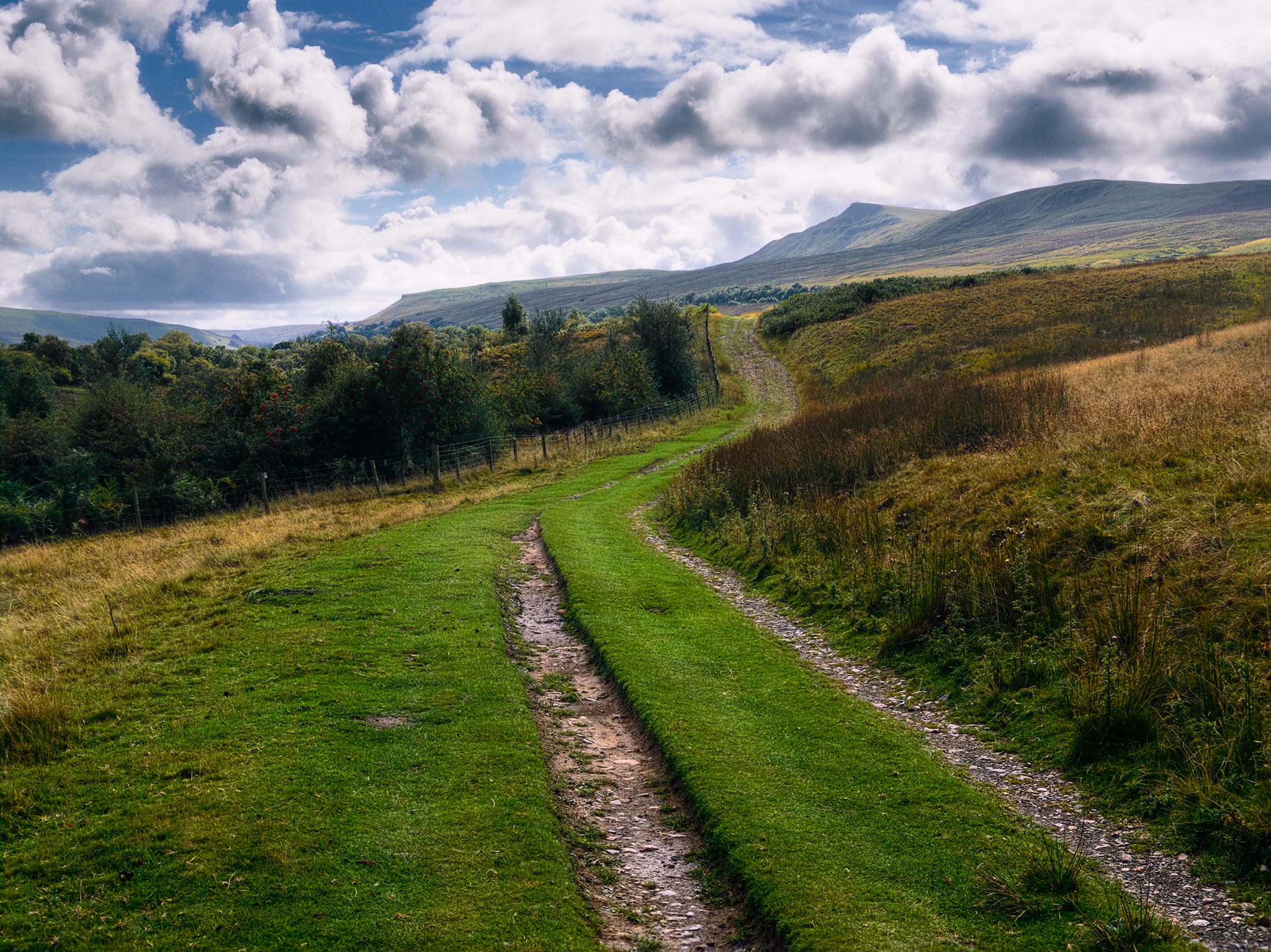 Heading back to Pendragon Castle, the light increasing improved. I made this composition of the Penine Bridleway as Wild Boar Fell re-emerged above the moorland.
