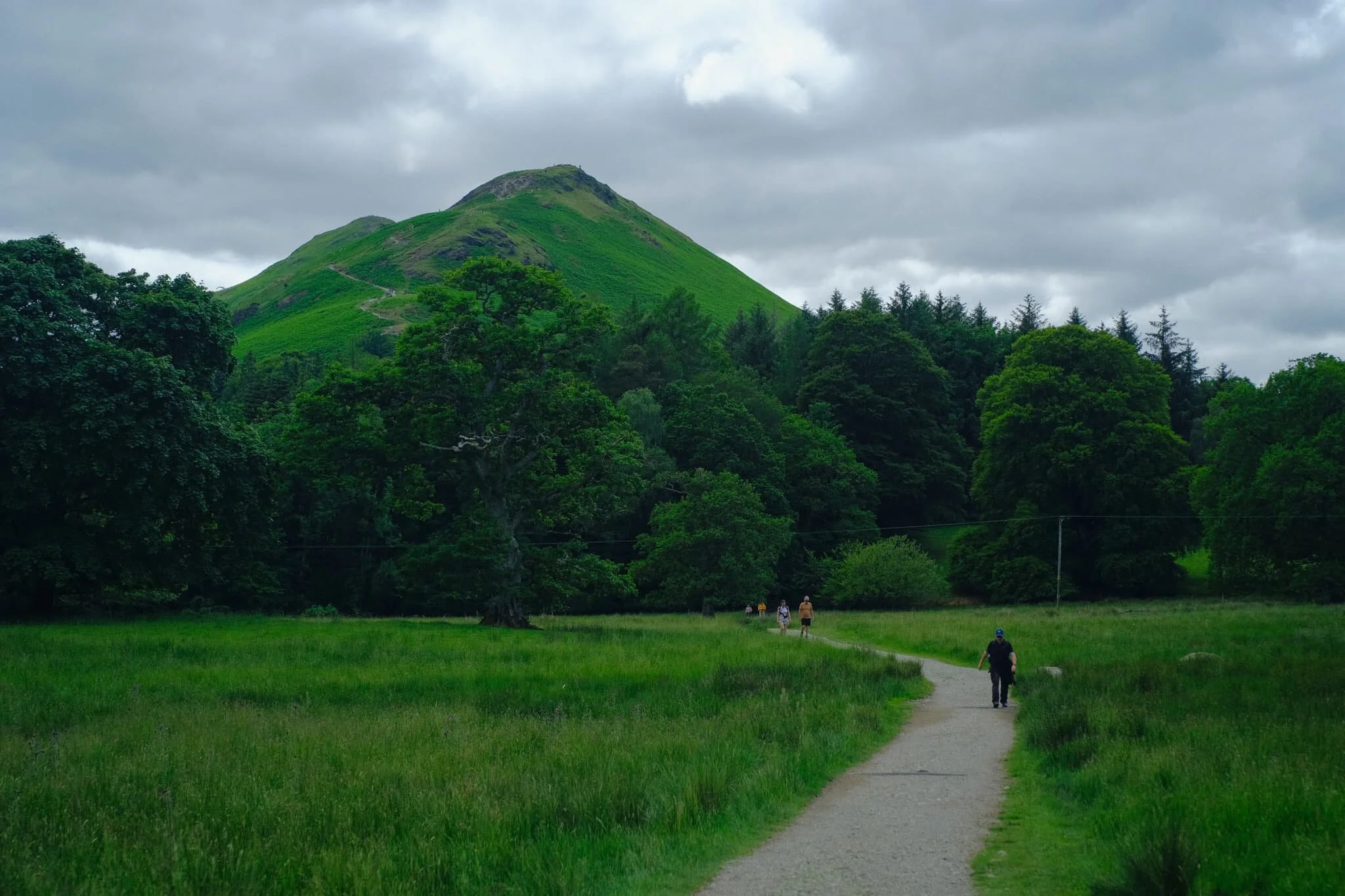After popping out of Overside Wood you enter what is simply known as The Park, and are greeted with the northern ridge of Catbells (451 m/1,480 ft), one of the Lake District’s most famous mountains.