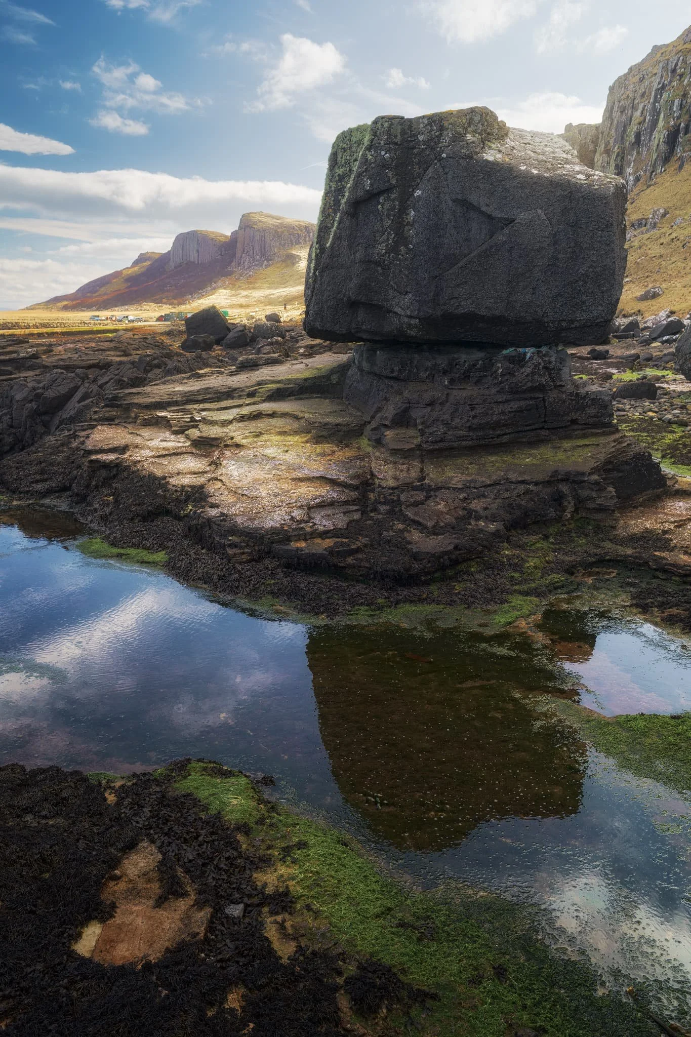 Even closer to the boulder, I was able to obtain a reflection of sorts in a rock pool.