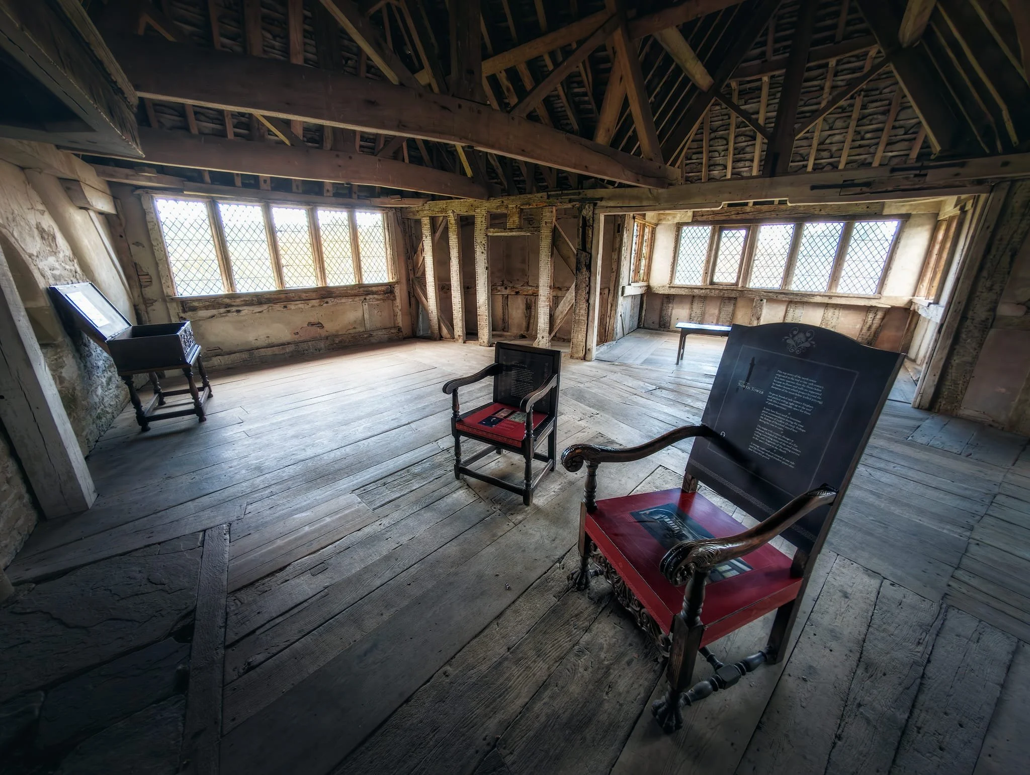 The first floor of the Solar Block, with the timber ceiling remarkably in tact.