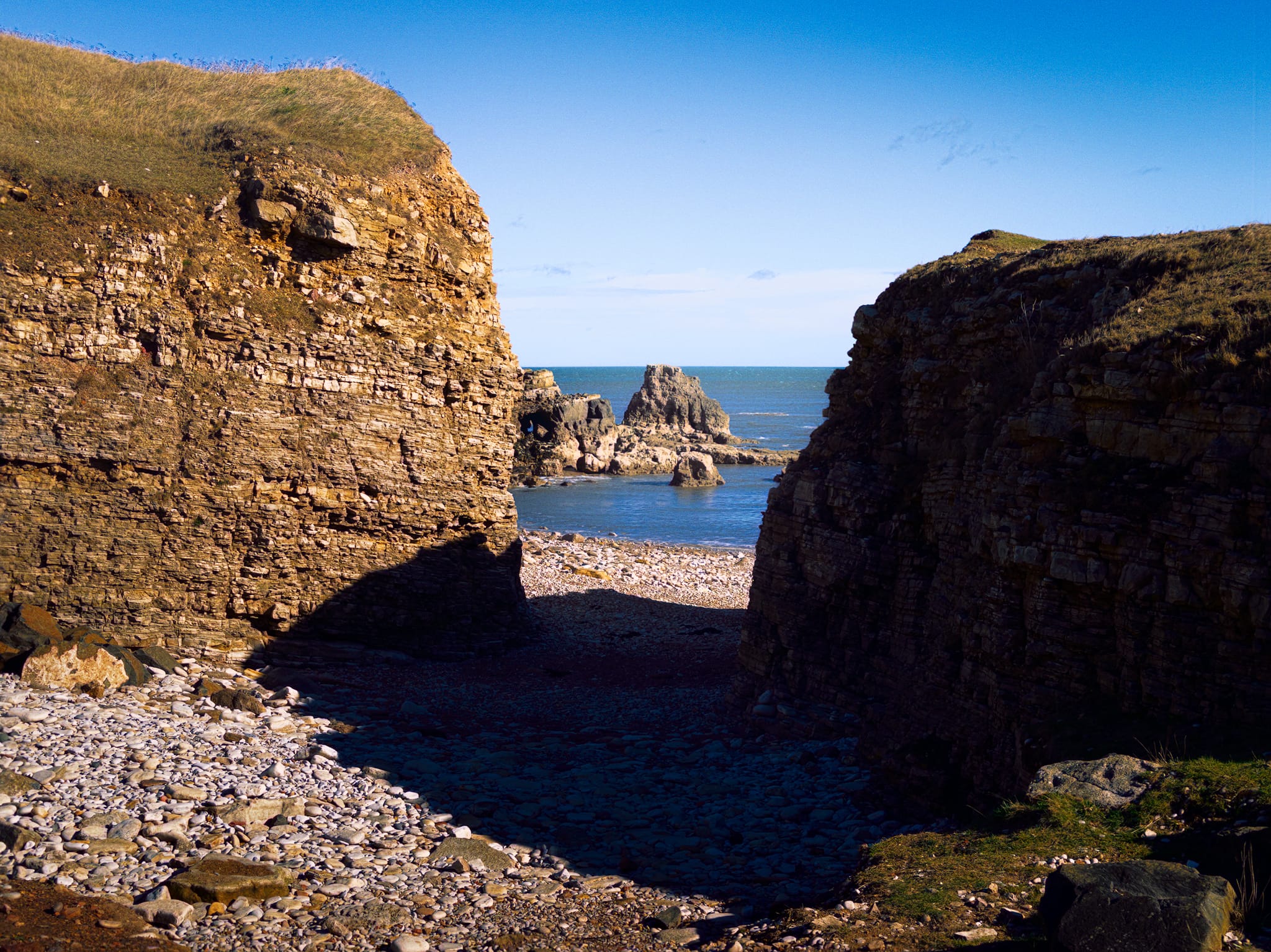 Probably my favourite bit of this whole coastline. The path descends gradually where you can access a pebbly and rocky bay called, either, Byer’s Hole or the Wherry. The maps are not clear. What is clear is that this place is epic.