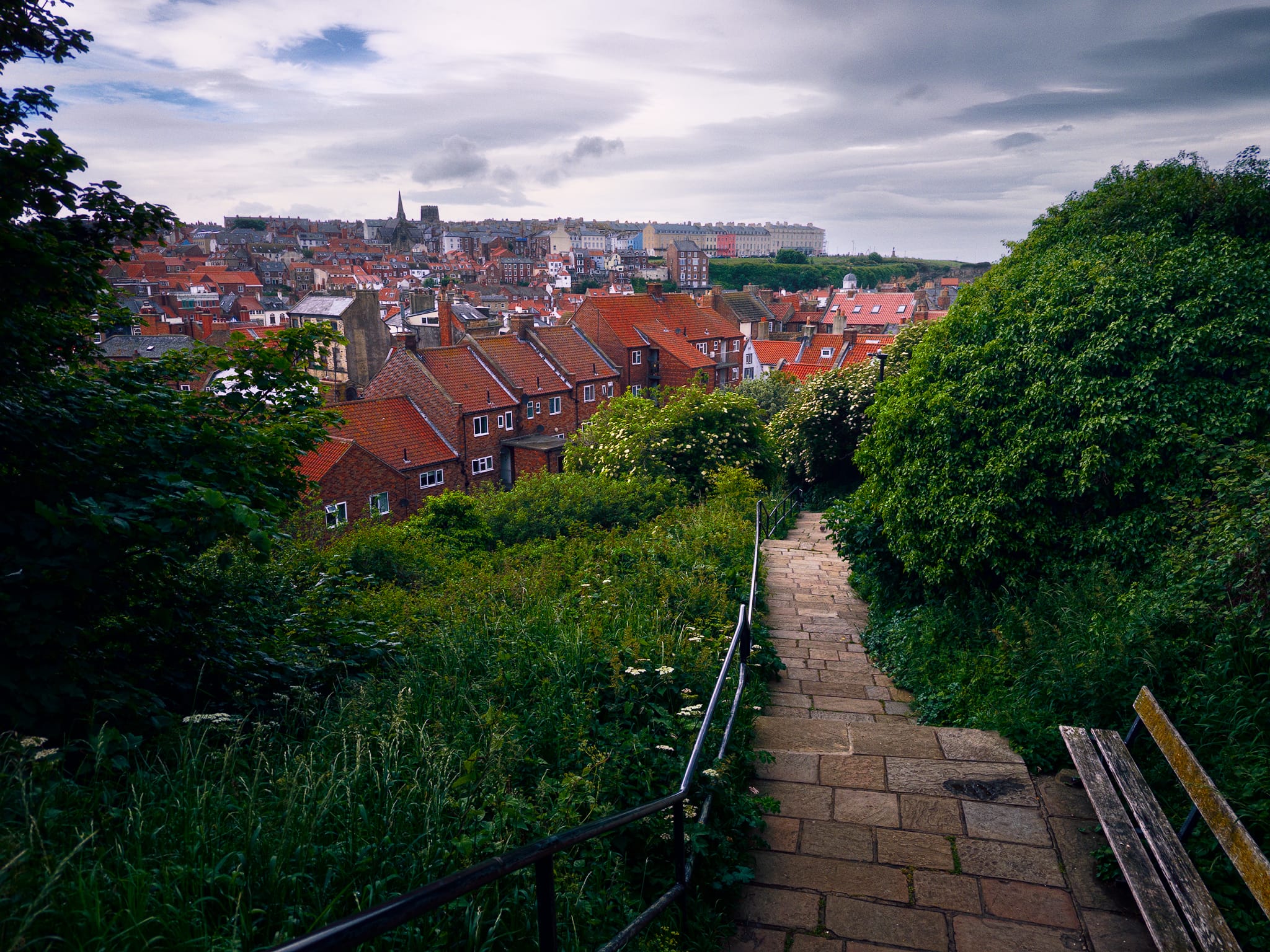 Rather than going back down the 199 Steps, we took an alternative route back down to the sea, which gave us this crackin’ view overlooking the town.